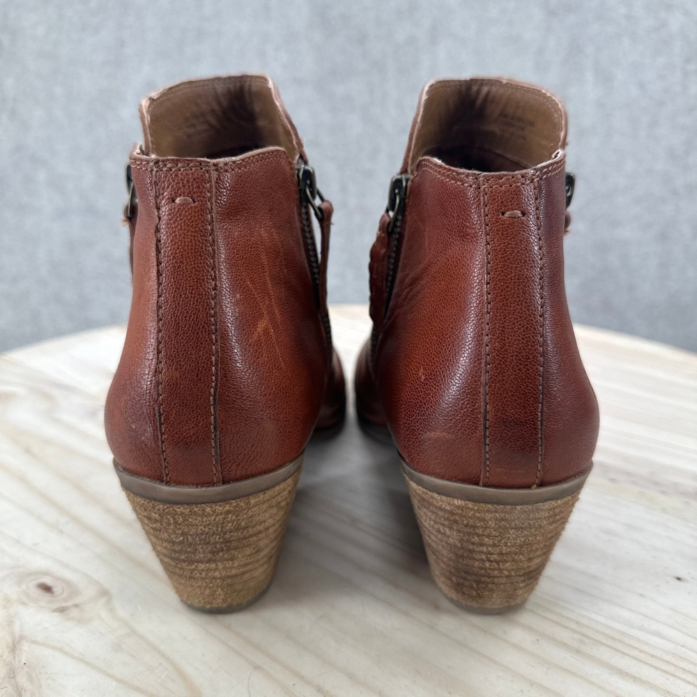 Frye Judith Ankle Boots Womens 10 Cognac Brown Leather Pointed Toe Block Heel - Picture 6 of 10